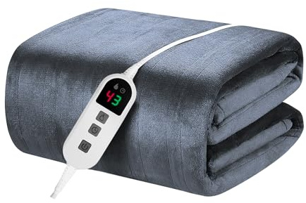 Elytsemoh Heizdecke mit Abschaltautomatik mit 10 Heizstufen, bis zu 9 Stunden Auto-Off-Timer, Flanell & Sherpa 160 x 130 cm, Maschinenwaschbar, Überhitzungsschutz, Wärmedecke für Schlafsofa, Büro