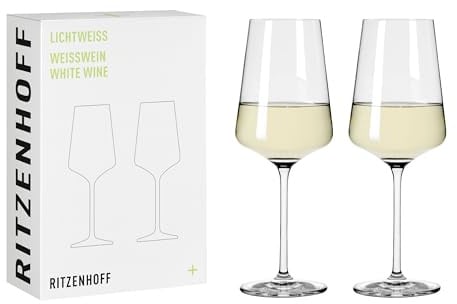 RITZENHOFF 6111006 Weißweinglas 400 ml - Serie Lichtweiss - 2 Stück im Geschenk-Set - stilvoll-modern - Made in Germany