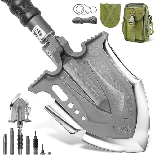 Zune Lotoo Klappspaten Survival Klappschaufel Tragbare Tactical Multifunctional Klappspaten Bundeswehr Origina für Survival Camping Outdoor(24,4 Zoll)