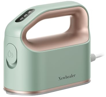 Newbealer Kleines Dampfbügeleisen, 1200W Reise Bügeleisen Dampf, 3 Dampfeinstellungen, Antihaft-Sohle, Travel Iron für Urlaub, 45s Schnelles Aufheizen, 180ml Wassertank, Grün