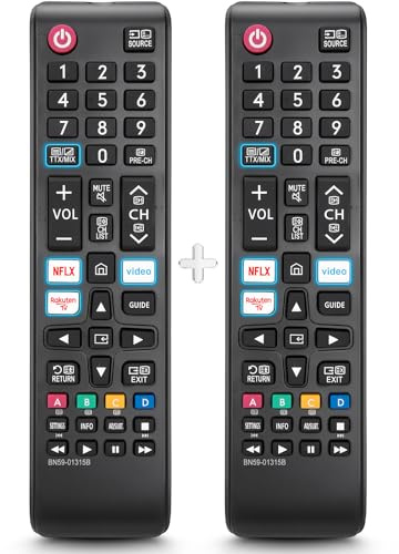 2er-Pack Universal Fernbedienung für alle Samsung Fernseher The Frame Curved Solar Crystal UHD LED HDTV Neo QLED 3D 4K 8K Smart TV Ersatz für Samsung Fernbedienung Original BN59-01315B