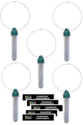 geo-versand Angel Geocache zum aufhängen 5X Petling +Deckel + PET-Cap + 46cm Drahtseil/Ring