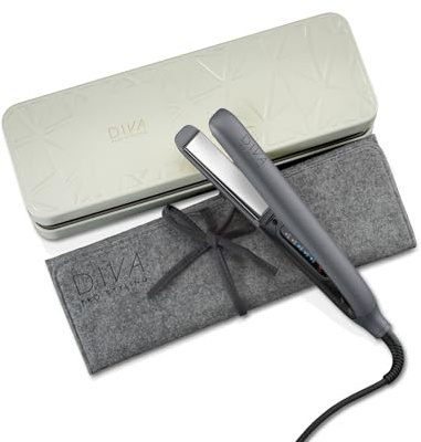 Diva Pro Styling Precious Metals Touch Straightener - Haarglätter/Glätteisen - Temperatur-Bedienfeld, titanium PRO202