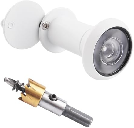 Tahikem Türspion, Türspion mit 16 mm Bohrer-Set, passend für Vordertüren von 3,5 cm bis 5,4 cm, 200 Grad Weitwinkel-Blickwinkel, Anti-Peep-Eye-Abdeckung, mattweiß