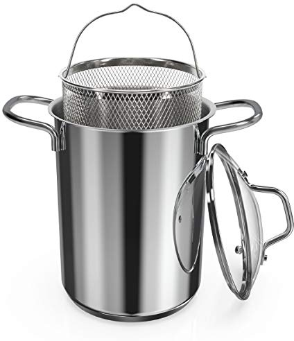 Navaris Spargeltopf Kochtopf Nudeltopf 3,9l - Topf zum Kochen von Spargel oder Spaghetti - aus Edelstahl mit Siebeinsatz - BPA-frei spülmaschinenfest