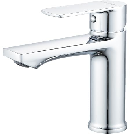 BELZ Wasserhahn Bad, Einhebel-badarmatur, Armatur Badezimmer, Mischbatterie Bad, Höhe 96 mm, Energiesparend Waschbeckenarmatur Einhebelmischer für Badezimmer,Chrom