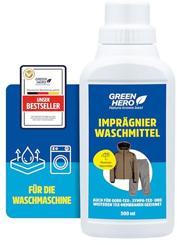 GreenHero Textil Imprägnierwaschmittel 500 ml | Waschimprägnierung zum Imprägnieren von normalen und Funktionstextilien wie Gore-Tex, Sympatex | Imprägniermittel für die Waschmaschine