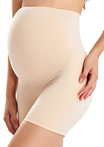 Gratlin Damen Seamless Umstands Schwangerschaft Unterhose Shorts | Nahtlose Umstandshöschen, hohe Taille, mittlere Oberschenkel-Unterwäsche, für Kleid