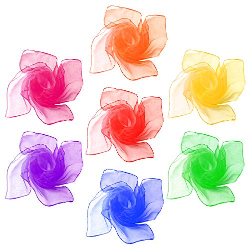 SumDirect 7 Stücke Bunte Jongliertücher | 60x60cm Tanztücher Chiffontücher Tanz Tücher Jonglier Schals Gymnastiktücher für Kindergarten(7 Farben)