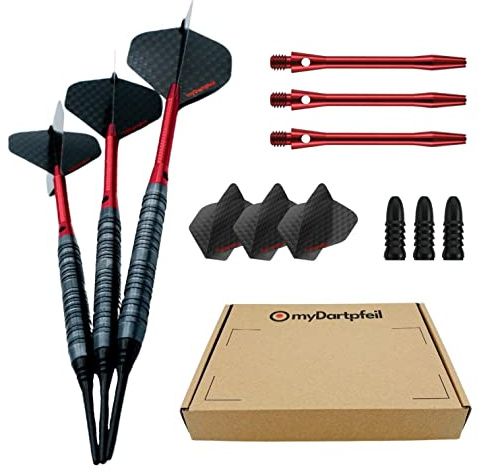 Dartpfeile mit Kunststoffspitze für elektronische Dartscheibe | Profi Soft-Darts 18g/20g/22g mit Plastik Spitze | Dart-Set mit Schäften und Darts Flights | Soft Dartpfeile und Darts Zubehör