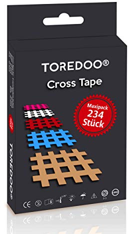 TOREDOO Cross Tape Gittertape Gitterpflaster 234 Stück, klein, in 5 Farben | Gitterpflaster Crosstapes, Gitter Tape Pflaster klein, Akupressur & Akupunktur, Kinesio, Typ A