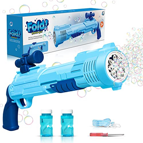 Panacare Rifle Seifenblasenpistole, Seifenblasenmaschine Gun für Kinder 5000+ Blasen/Minute mit Seifenblasenlösung*2, Blasenmaschine Blasenspielzeug Geschenk für Kinder/Geburtstag/Party (2025-Blue)
