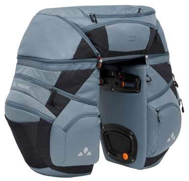 VAUDE Fahrradtasche für Gepäckträger Karakorum Pro 68L, Heron | Gepäckträgertasche hinten mit 68 L Volumen– schmutzabweisend – teilbar in 2 Taschen & 1 Rucksack