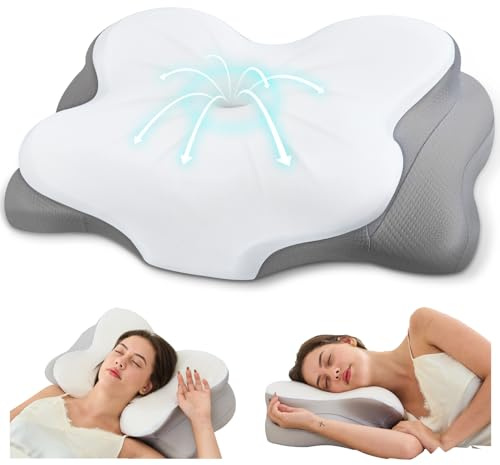 CosBed Nackenkissen Memory Foam, Kissen mit waschbarem Bezug | Ergonomische Form mit angenehmer Nackenunterstützung und atmungsaktivem, abnehmbarem Kissenbezug