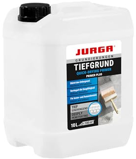JURGA Tiefgrund LF (10L ca.50-100m²) Grundierung für Wand & Boden, Tiefengrund für Rigips Gipskarton Beton Estrich Putz SB-Platten