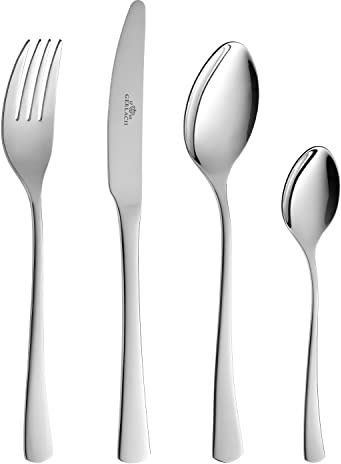 Gerlach Tunea Besteck-Set Für 6 Personen Spülmaschinenfest Essbesteck aus Edelstahl Elegantes Besteck mit Messer Gabel Löffel und Teelöffel Tafelbesteck Rostfrei 24 Stk