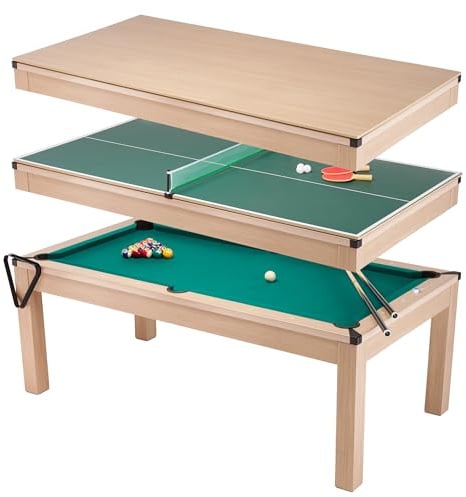 3-in-1-Esstisch, umbaubar, mit Billard und Tischtennis | 6 bis 8 Sitzplätze
