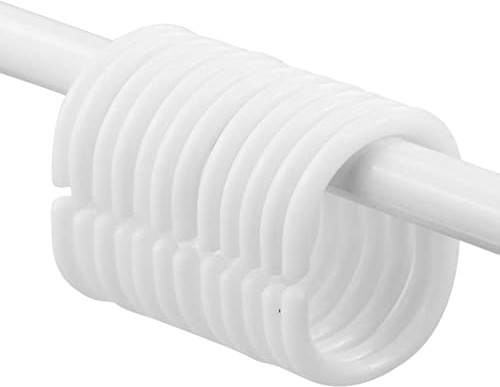SZXMDKH Ringe, 12 Pack, Weiß, 4.6 x 2.9 cm Innendurchmesser für Duschvorhangstangen und Duschvorhangwinkelstangen, Duschringe, aus stabilem Kunststoff, , Duschvorhangring, Transparent