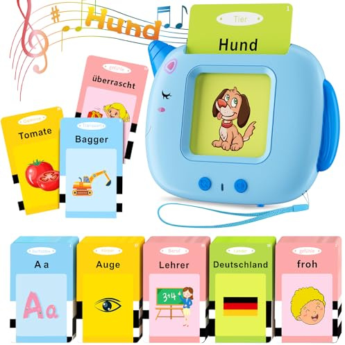 Standard Deutsch, Sprechende Flash Karten Lernspielzeug für Kleinkinder ab 2-6 Jahr, 202 Blätter 404 Wörter, Pädagogisch Interaktive Spielzeug für Jungen Mädchen Spielzeug Geschenk ab 2,3,4,5,6