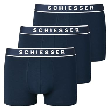 Schiesser Herren 3 Pack Boxershorts Bio Baumwolle Multipack - 95/5 Organic, dunkelblau_173983, 6/ L