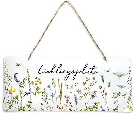 Blechschild, Wanddeko Metall zum Aufhängen Lieblingsplatz | Metallschild für Wohnzimmer, Garten oder Balkon | Schönes Geschenk zum Einzug oder Richtfest