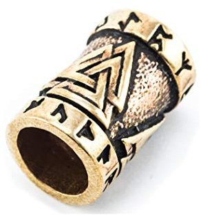Battle-Merchant Bartperle Valknut aus Bronze ID Ø 6 mm | Lockenperle, Haarperle, Wikinger, Authentischer Schmuck für Mittelalter-Reenactment, LARP und Historische Kostüme