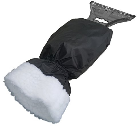 AUPROTEC Eiskratzer mit Handschuh gefüttert/Eiskratzer Auto mit Handschuh/Schneekratzer Auto/Scheibenkratzer Winter/Eisschaber Auto/Eiskratzer Auto Handschuh - Schwarz