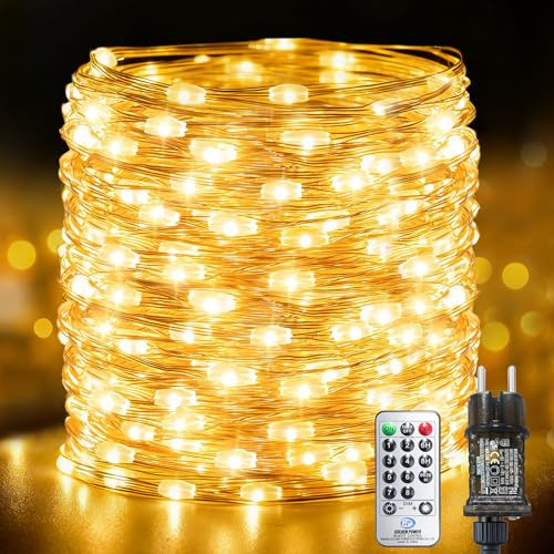 Bzavor 10M 100 LED Lichterkette Innen mit Stecker,Lichterkette Kupferdraht | Memory Funktion,Lichterketten Außen Strom mit Timer 8 Modi,Wasserdicht für Weihnachten Zimmer Party Hochzeit Garten Deko