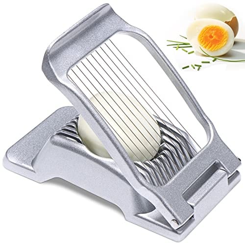 Sinnsally Eierschneider Edelstahl Spülmaschinenfest Eierteiler Kartoffelschneider Eierharfe Erdbeerschneider Eieraufschläger Mozzarella Schneider Metall Eierpiekser Eierschüttler Egg Slicer(Silber)