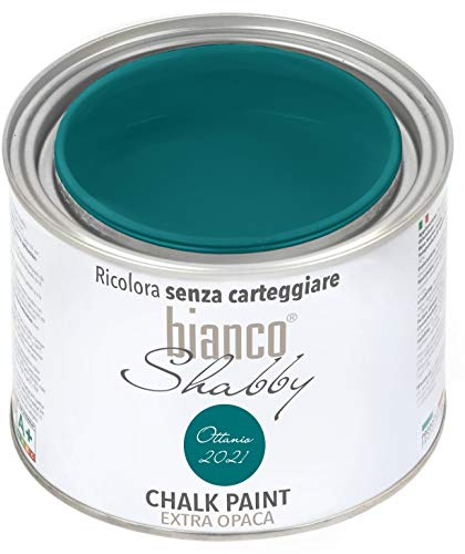 bianco Shabby® Ottanio (2021) (Petrol) - (500 ml) Chalk Paint Kreidefarbe auf Wasserbasis für alle Oberflächen – geruchsneutral, einfach zu verarbeiten, extra matt