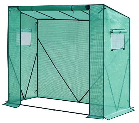 WOLTU Foliengewächshaus 130 g/m², PE halbtransparente Tomatengewächshaus, Plane wasserdicht wetterfest Mehrzwecktreibhaus Pflanzenhaus, Garten, Terrasse, Hinterhof, 200x77x146/169 cm, Grün