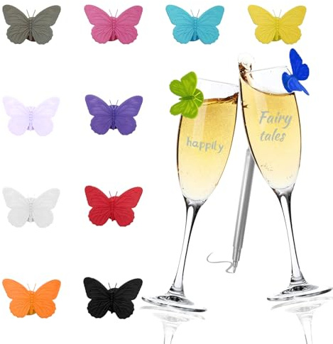 Dwafill Glasmarkierer Früchte, 12 Stuck Silikon Glasmarkierer, Gläser Unterscheiden, für Sommerpartys, Junggesellenabschiede, Hochzeitsabende, Weihnachtsfeiern, Partys