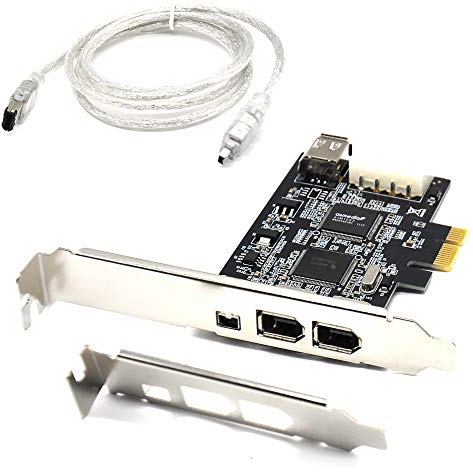 Pardarsey PCIe Firewire-Karte für Windows 10, IEEE 1394 PCI-Express-Controller, 4 Anschlüsse (3 x 6-polig und 1 x 4-polig), 1394a Firewire 800 Adapter für Windows 7/8/Mac OS mit Low-Profile-Halterung