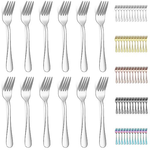 Evanda Dessertgabel 12 Stück, Edelstahl Gebäck Set, Obst und Mini Kuchen Gabeln, Vorspeise für Haus, Hochzeit, Party, Café, Restaurant, Spülmaschinenfest