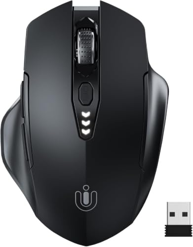 Uineer Kabellose Maus, 2,4 GHz USB-Funkmaus, Batteriestandsanzeige | Wiederaufladbare ergonomische Funkmaus mit 4 einstellbaren DPI-Stufen, für PC und Laptop, Büro, Homeoffice und Gaming