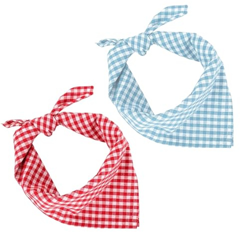 BinXiaoQin 2 Stück Karneval Trachtentuch,Kariert Dreieckstuch Karneval Herren Outfit Accessoires Dreieckstuch Damen Oktoberfest Outfit Damen Für Andreas Gabalier Fanartikel(Rot + Blau)