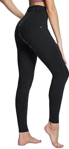 BALEAF Damen Winter-Reithose Fleece-Reithose Vollbesatz Reithose Reißverschluss-Taschen Leggings