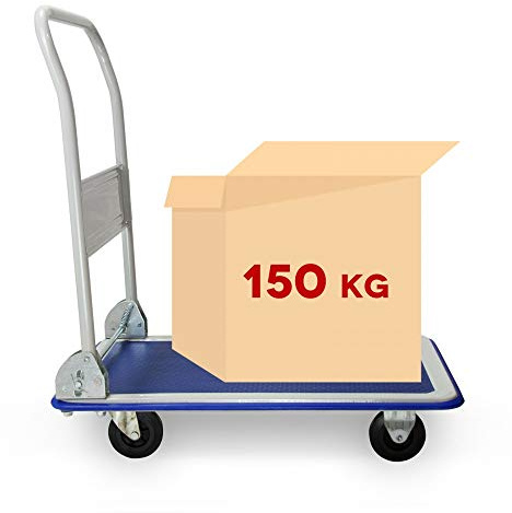 Grafner Industrie Plattformwagen mit pannensicheren Reifen, klappbar, 150 kg Tragkraft, Antirutsch-Beschichtung und gummierter Kantenschutz, große Ladefläche 47 x 72,5 cm, Transport Wagen Trolley