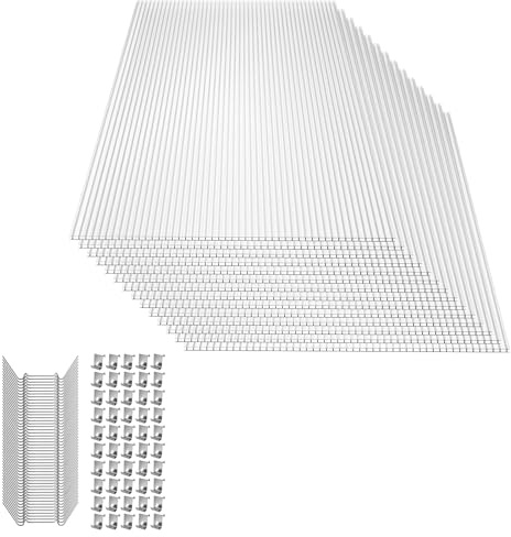 YUENFONG 14x Polycarbonat Hohlkammerstegplatten 4mm witterungsbeständig & lichtdurchlässig, Stegplatten Stoßsicheren und UV-beständigen für Gewächshaus Gartenbau Carports- 60,5 x 121 cm
