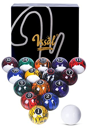 VSSAL Billardkugeln Set Billardtisch Kugeln Marmor Swirl Stil 16 Bälle Set