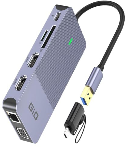 USB 3.0 Docking Station Dual Monitor,2*HDMI HUB Displaylink Dock for Laptop | with Ethernet,Cardreader,Triple Display HDMI Splitter Extend Vga C Adapter for MacBook OS M1-M5 Neo,Windows,dell,hp,computer