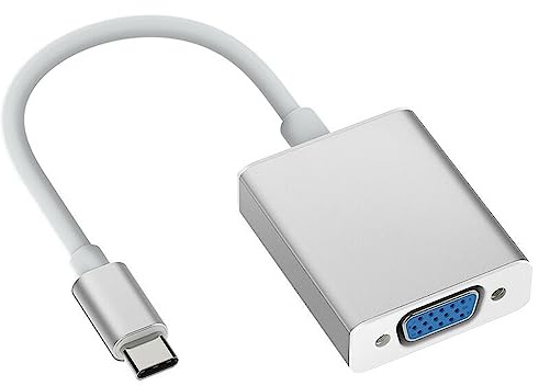 USB-C auf VGA Adapter kompatibel für MacBook Pro 2019/2018/2017, MacBook Air, iPad Pro 2018, iPad Air 5/4, Samsung Galaxy S10/S9 (Silber)