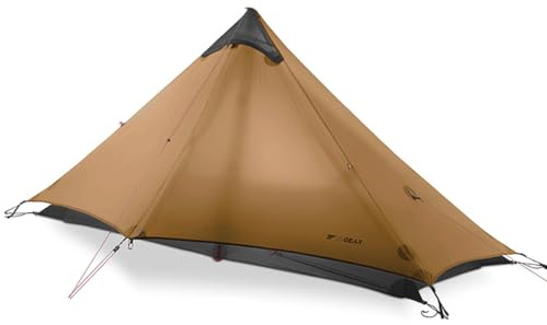 Telomat 3F Lanshan1 Ultraleichtes Zelt 3/4 Saison Tragbares Rucksackzelt für 1 Person 15D silikonbeschichtetes wasserdichtes polloses Doppelschichtzelt für Camping, Klettern, Wandern