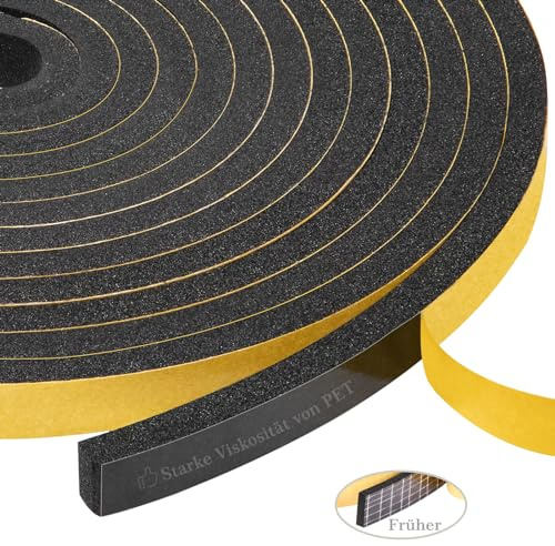 Yotache Dichtungsband Selbstklebend für Türen, Fensterdichtung10mm(B) x 6mm(D) Lärm Schalldämmung Wasserdicht Gummidichtung Abdichtungsband Schwarz (2 Rollen je 4m lang)