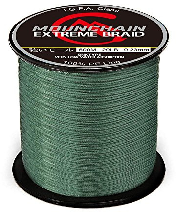 MOUNCHAIN Geflochtene Angelschnur 4 Braid 1000M (Dunkelgrün, 0,32mm-40lb)