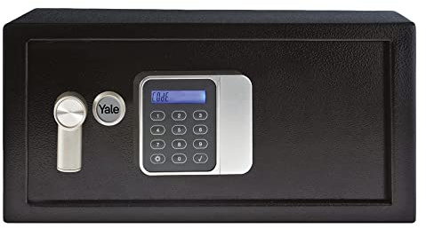 Yale Elektronischer Gäste-Tresor Laptop YLG/200/DB2 Schwarz – 24 L – PIN Code 3–6 Stellen – LCD Display – Auto Sperre – Teppichboden – Befestigung an Wand oder Boden – 200×430×350 mm