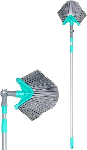 Vilde Teleskop Besen - Multifunktionaler Spinnwebenbesen mit Teleskopstiel 115-180 cm - Rotierende Dreieckige Bürste - Haushaltsbesen mit Robustem Stiel und Dichten Borsten - Ideal für Hohe Stellen