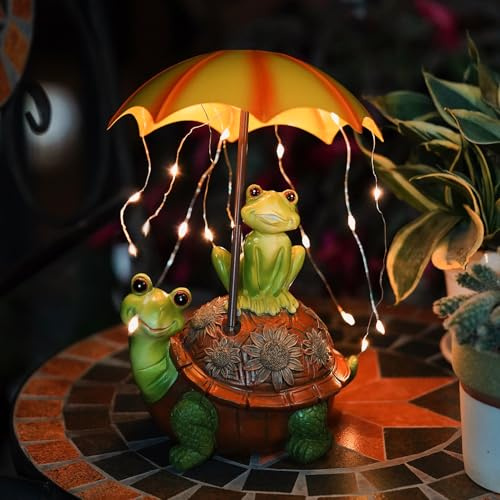 Syfunlv Outdoor Solar Frosch Garten Deko, Lustige Frosch Statue, Frosch Gartendeko,Frosch Gartendeko Solar,Gartendekorlampe,Tier Garten Statue für Terrasse Rasen Teiche (Grün)