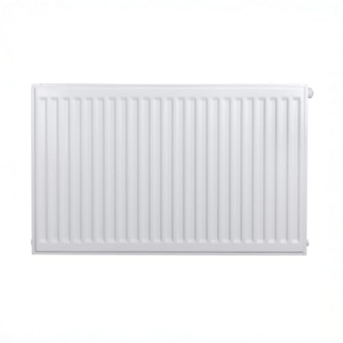 Belrad® Heizkörper Typ 22 | flacher Universalheizkörper mit 6 Anschlüssen | modern, kompakt & energiesparend | Wandmontagefähig | ideal für Wohnzicmer, Bad & Gäste-WC | Flachheizkörper weiß 60x50 cm