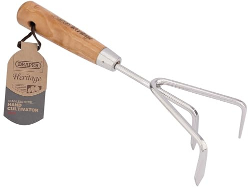 Draper Heritage 99026 Handgrubber aus Edelstahl mit Eschenholzgriff, Braun